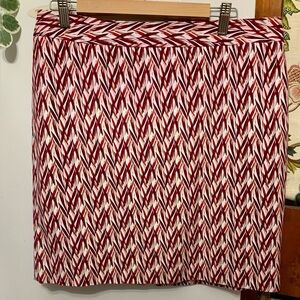 Worthington Red and White A-Line Patterned Skirt